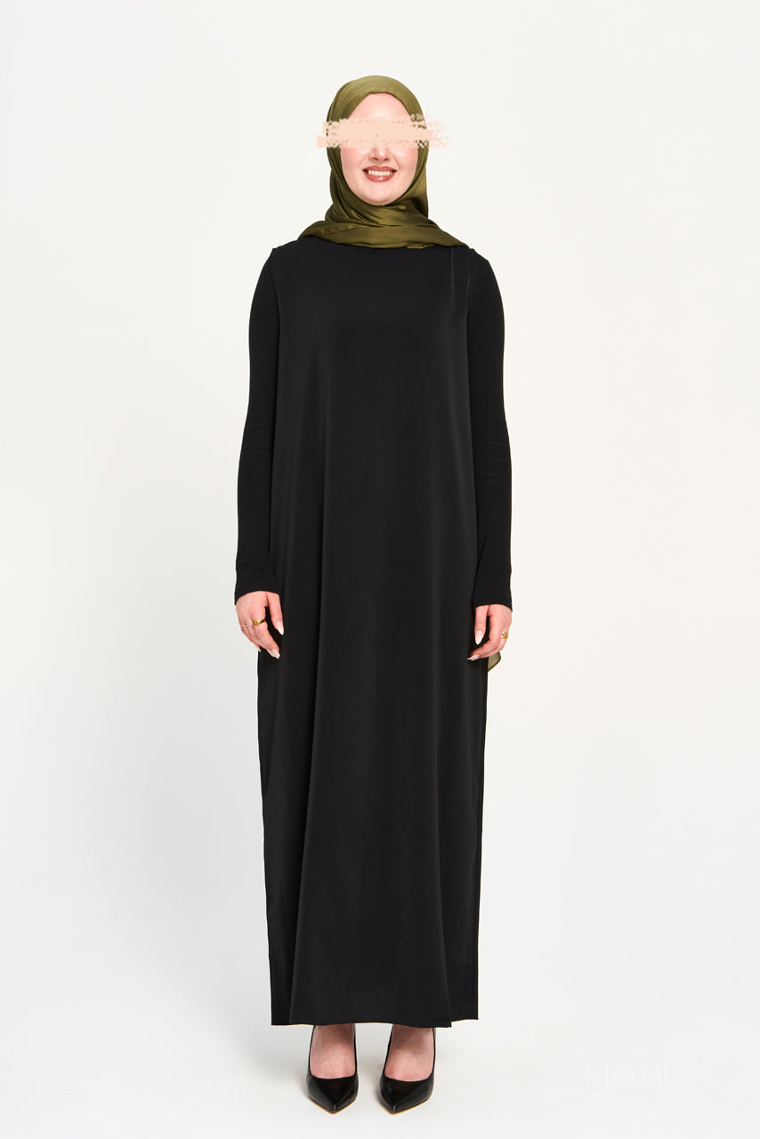 Ensemble abaya brodé Amal - Charbon