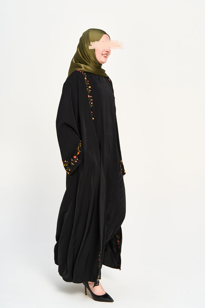 Ensemble abaya brodé Amal - Charbon