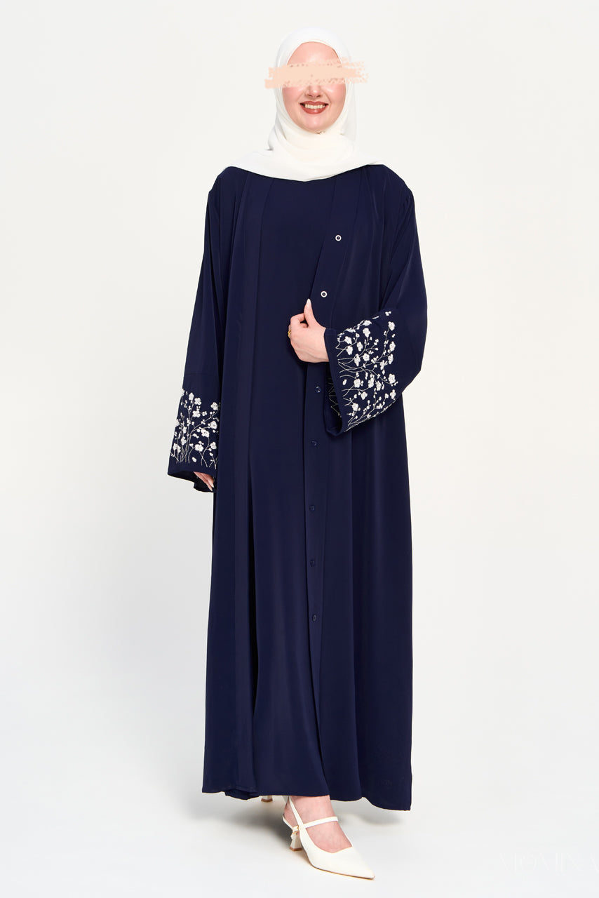 Ensemble abaya brodé Amal - Clair de lune