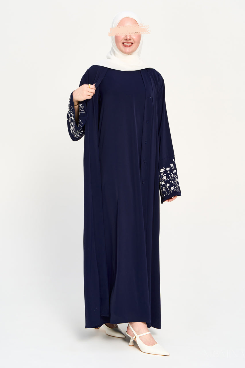 Ensemble abaya brodé Amal - Clair de lune