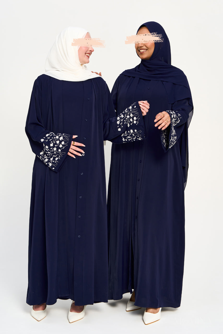 Ensemble abaya brodé Amal - Clair de lune