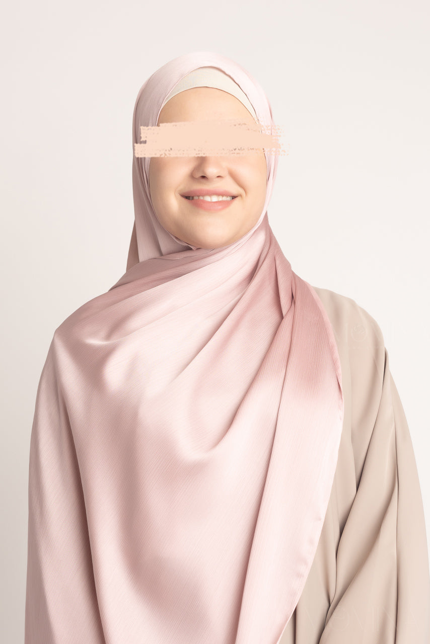 French Pink Bubble Satin Hijab