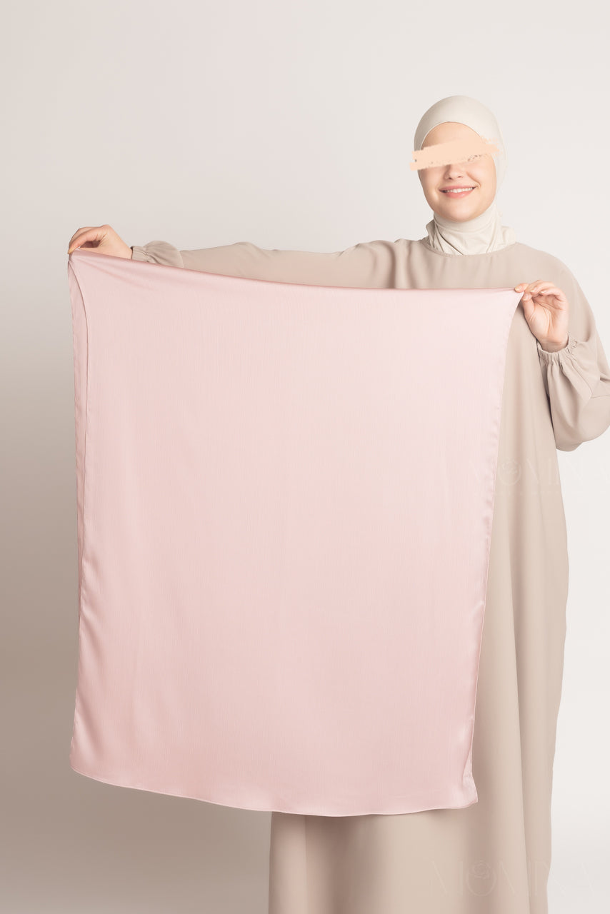 Hijab froissé en satin de soie - Pink Diamond