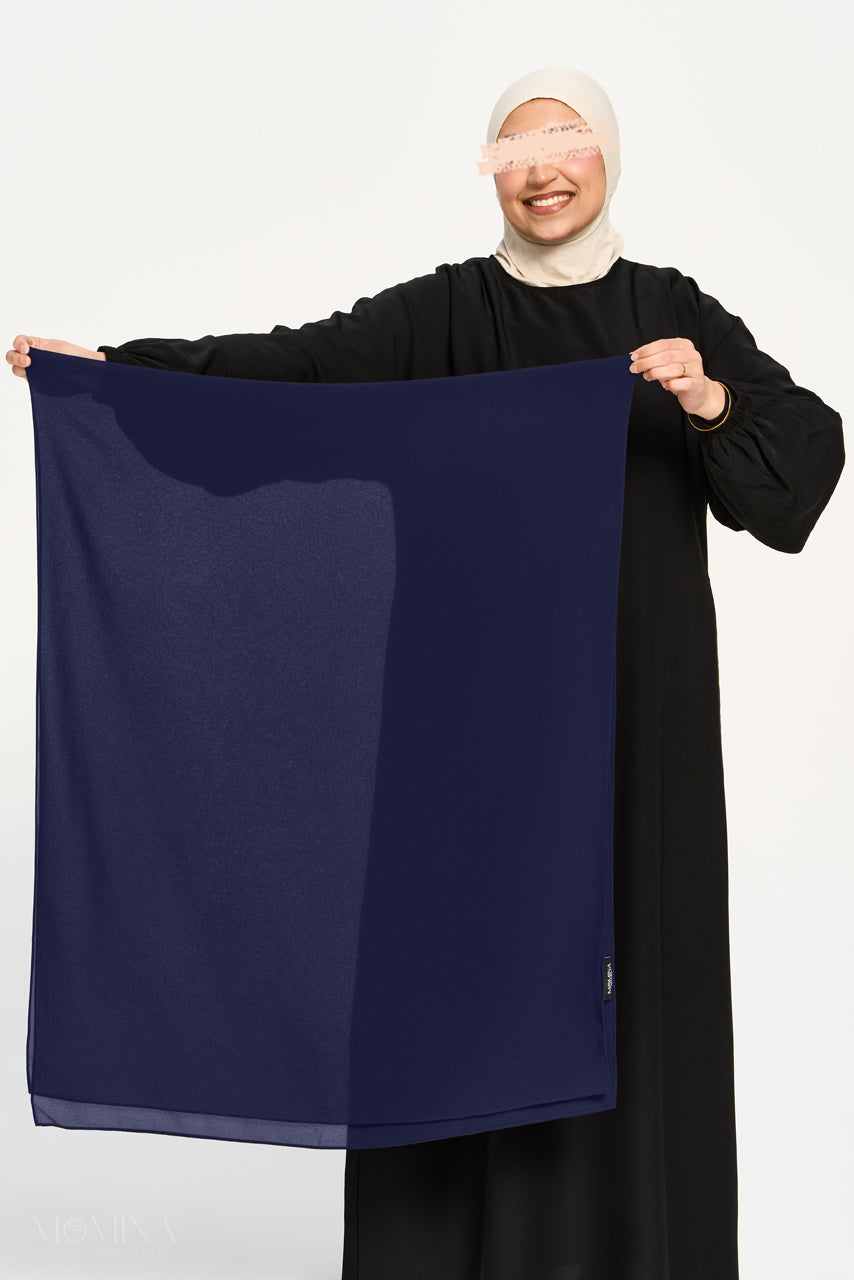 Hijab Mousseline Premium - Bleu Nuit
