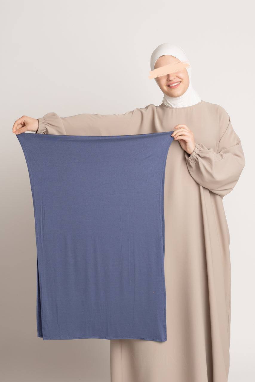 Matching Premium Jersey Hijab & Undercap Set - Blue Ink - Momina Hijabs & Modestwear