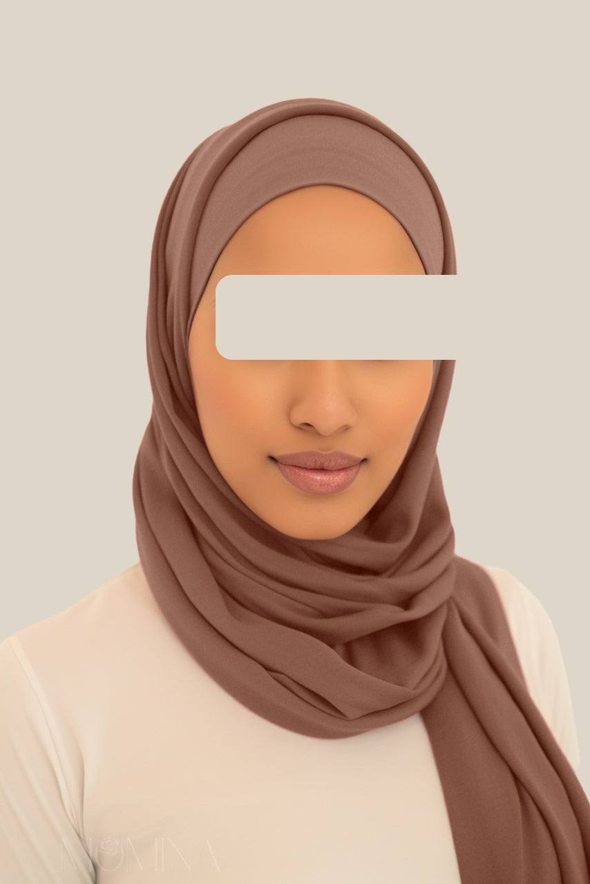 Matching Premium Jersey Hijab & Undercap Set - Brown Sugar - Momina Hijabs
