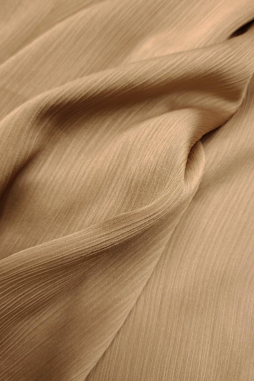 Silk Satin Crinkle Hijab - Old Gold - Momina Hijabs