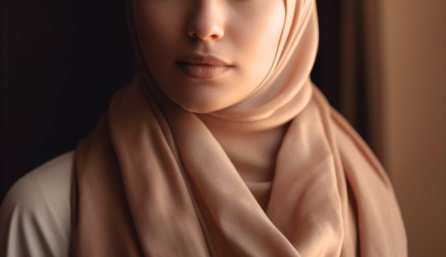 A Hijabi wearing the Nutmeg Luxury Modal Hijab from Momina Hijabs
