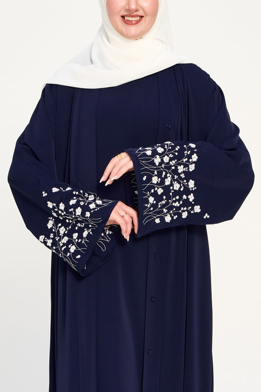 Ensemble abaya brodé Amal - Clair de lune