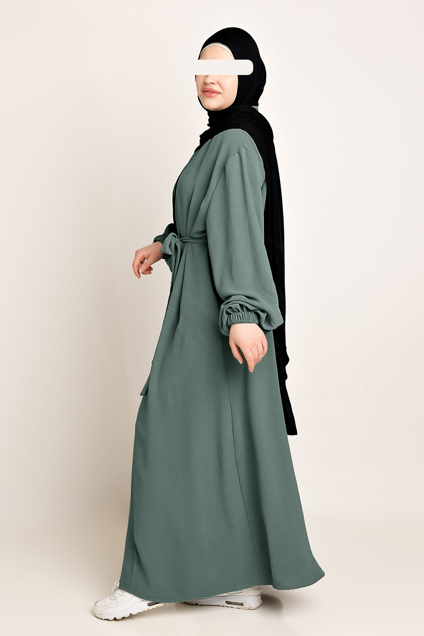 Amani Textured Abaya Outer - Ash Blue