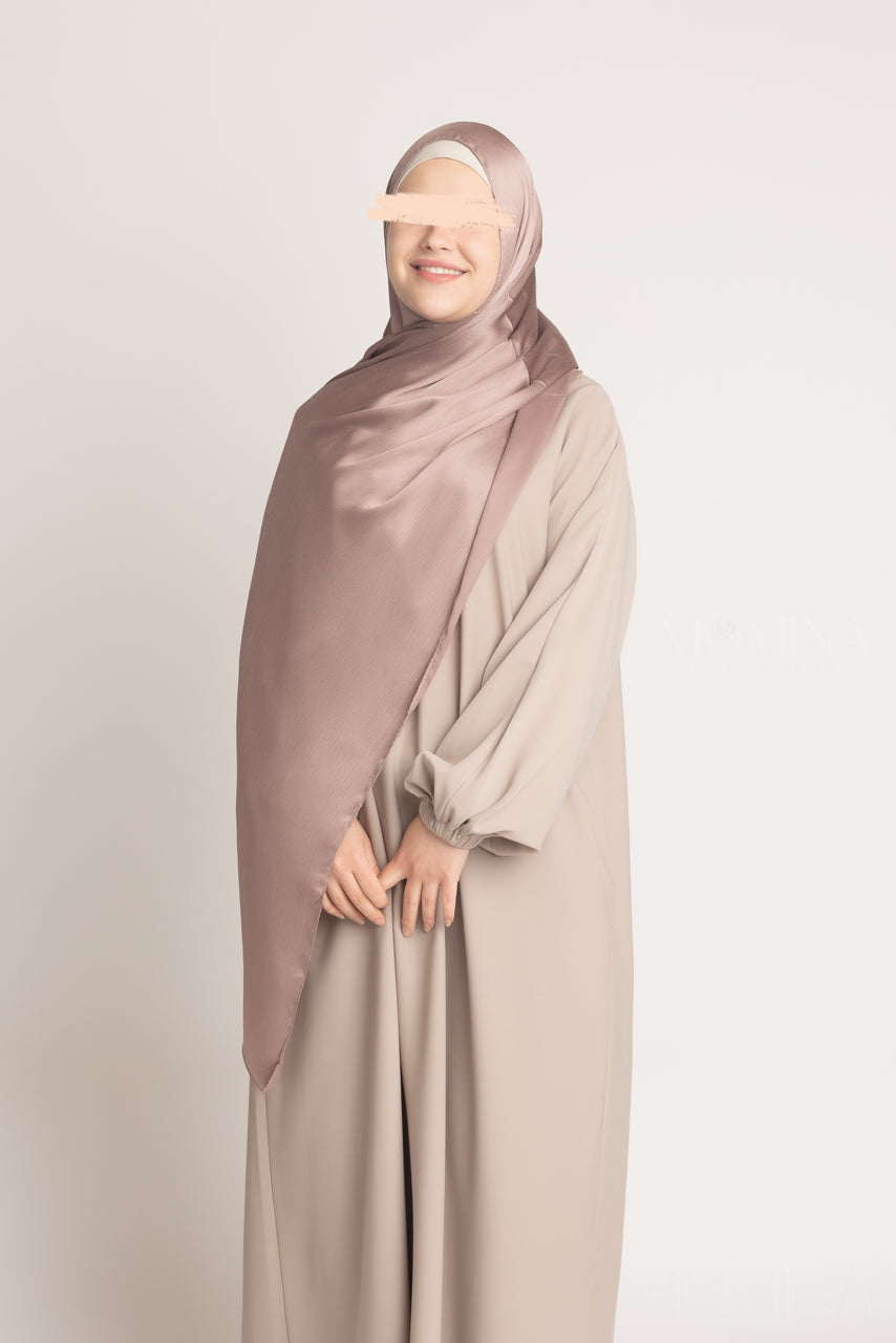 Silk Satin Crinkle Hijab - Bronzed