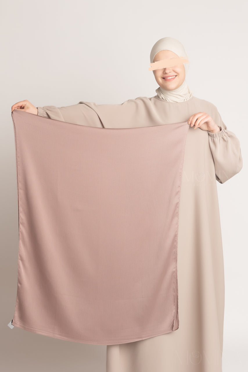 Hijab froissé en satin de soie - bronzé