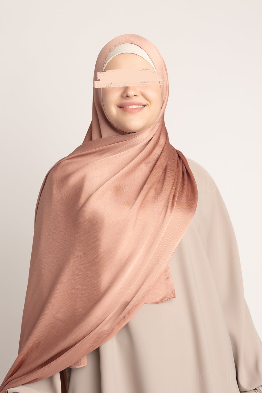 Satin Crinkle Hijab - Copper Dust