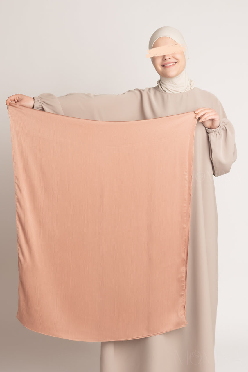 Hijab froissé en satin de soie - Poudre de cuivre