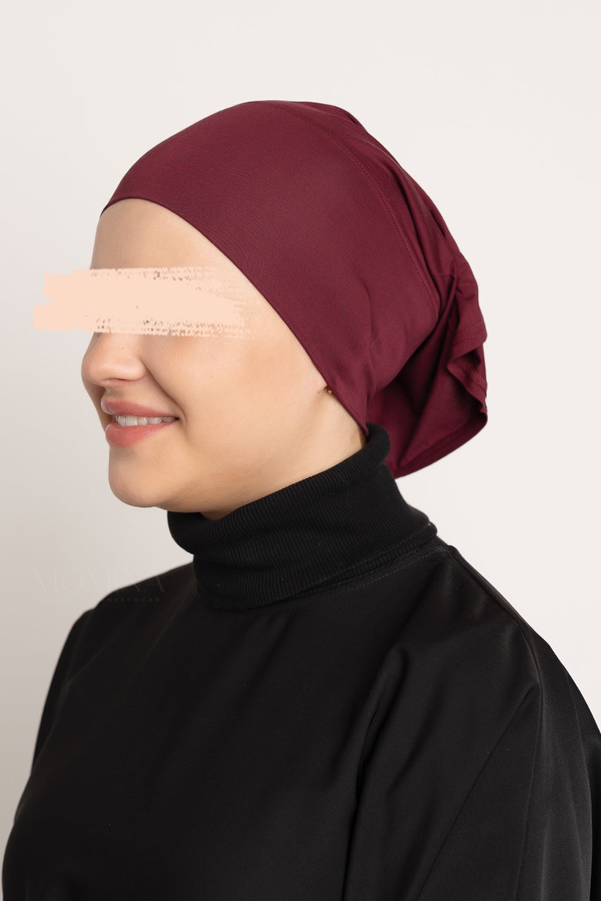 Bonnet hijab en jersey de bambou - Rose cramoisi