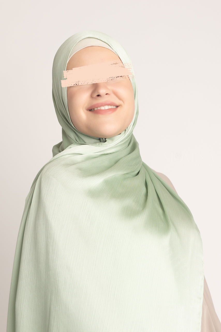 Satin Crinkle Hijab - Crystal Green