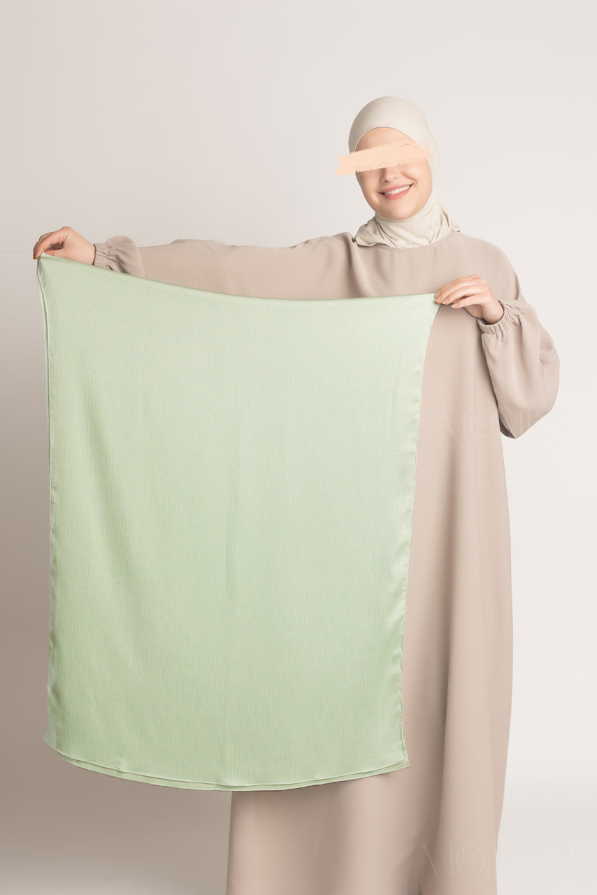 Satin Crinkle Hijab - Crystal Green