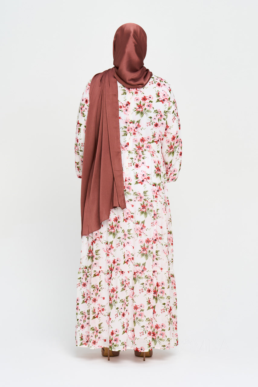 Floral Maxi Chiffon Dress - Spring White