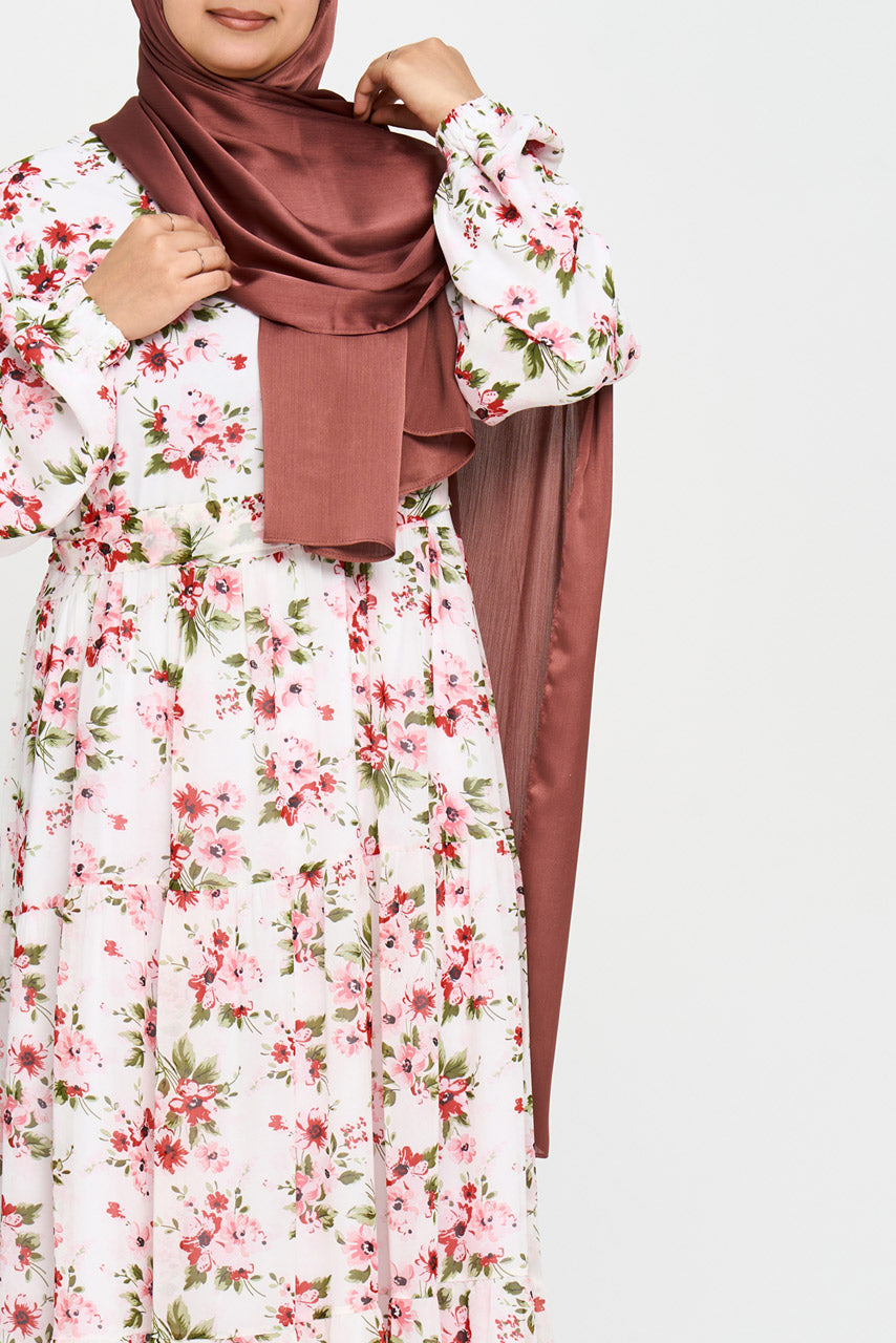 Floral Maxi Chiffon Dress - Spring White