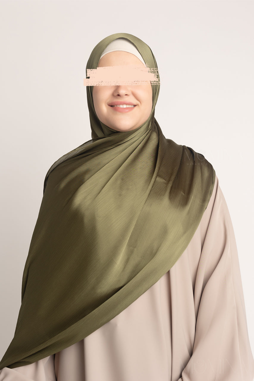 Satin Crinkle Hijab - Green Sapphire