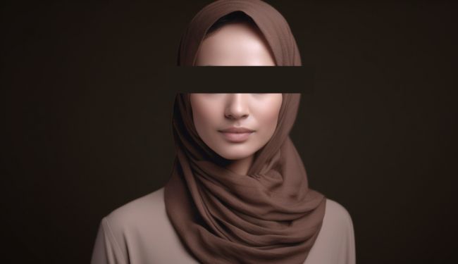 Hijabi woman wearing Rayon Crinkle Hijab Brunette by Momina Hijabs