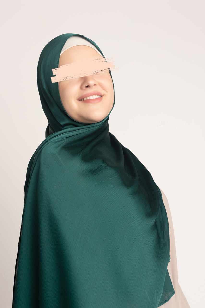 Silk Satin Crinkle Hijab - Jade