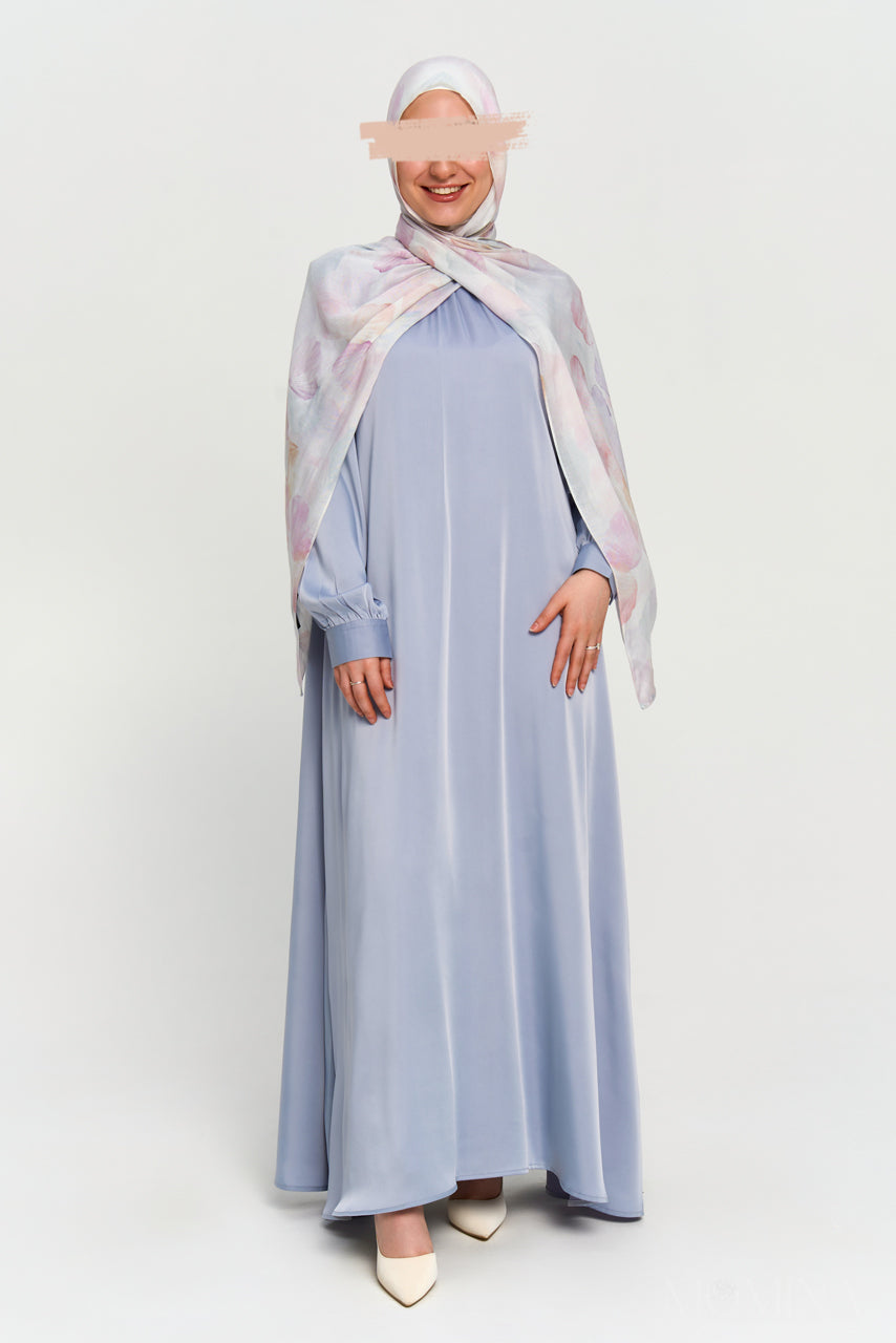 Lina Satin Flare Dress - Ocean Mist