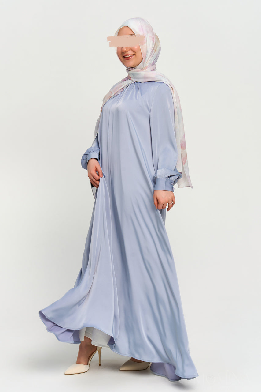 Lina Satin Flare Dress - Ocean Mist