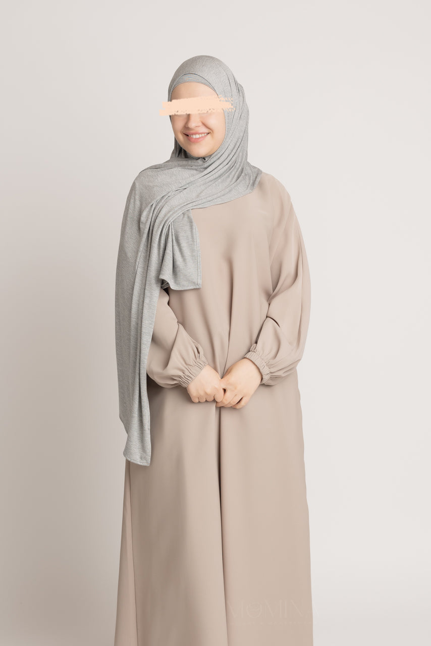 Matching Premium Jersey Hijab & Undercap Set - Light Marble Gray