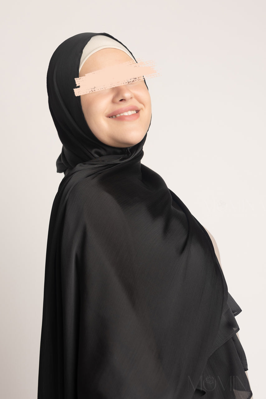 Satin Crinkle Hijab - Metal