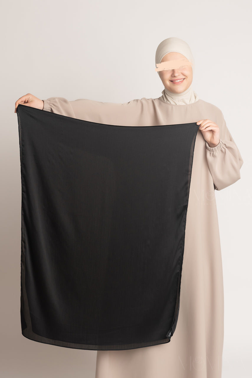 Hijab en satin de soie froissé - Métal