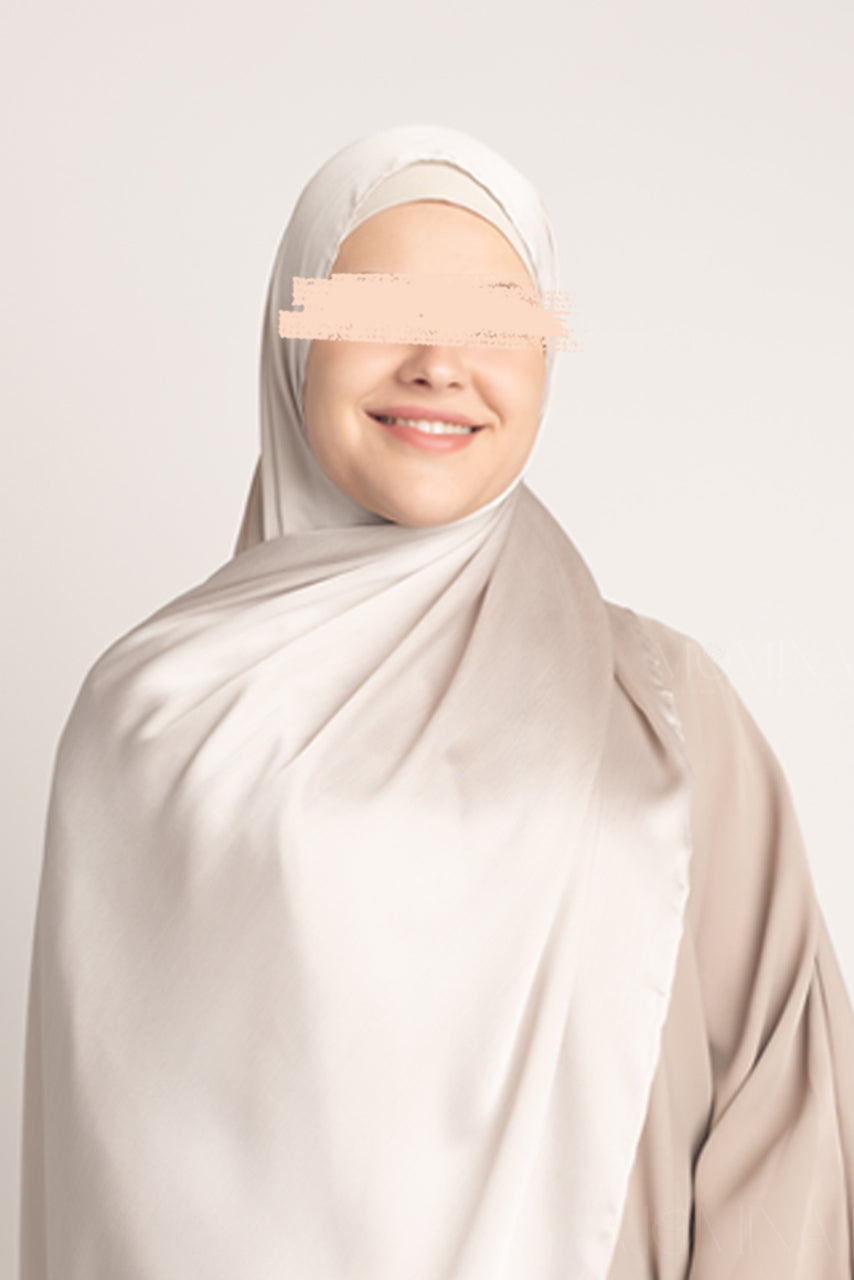 Silk Satin Crinkle Hijab - Moonstone