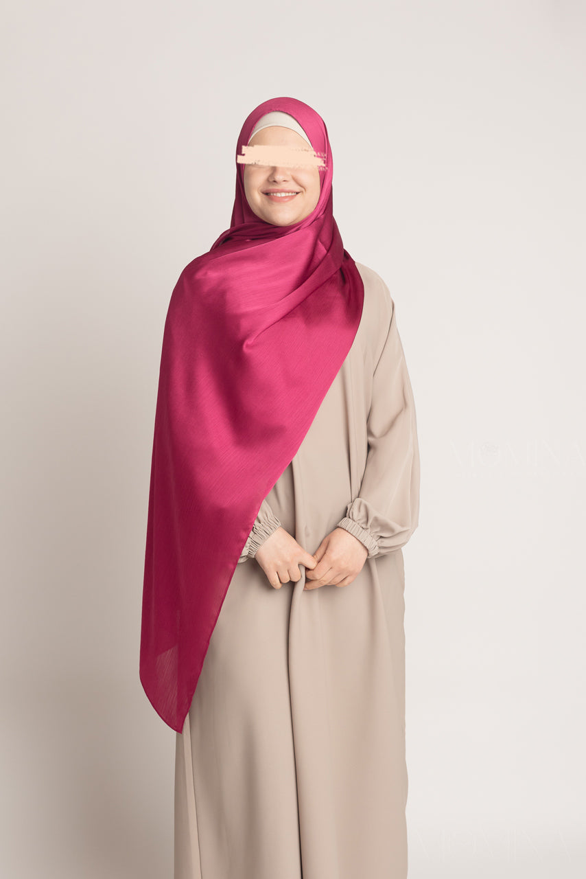 Silk Satin Crinkle Hijab - Nova Pink