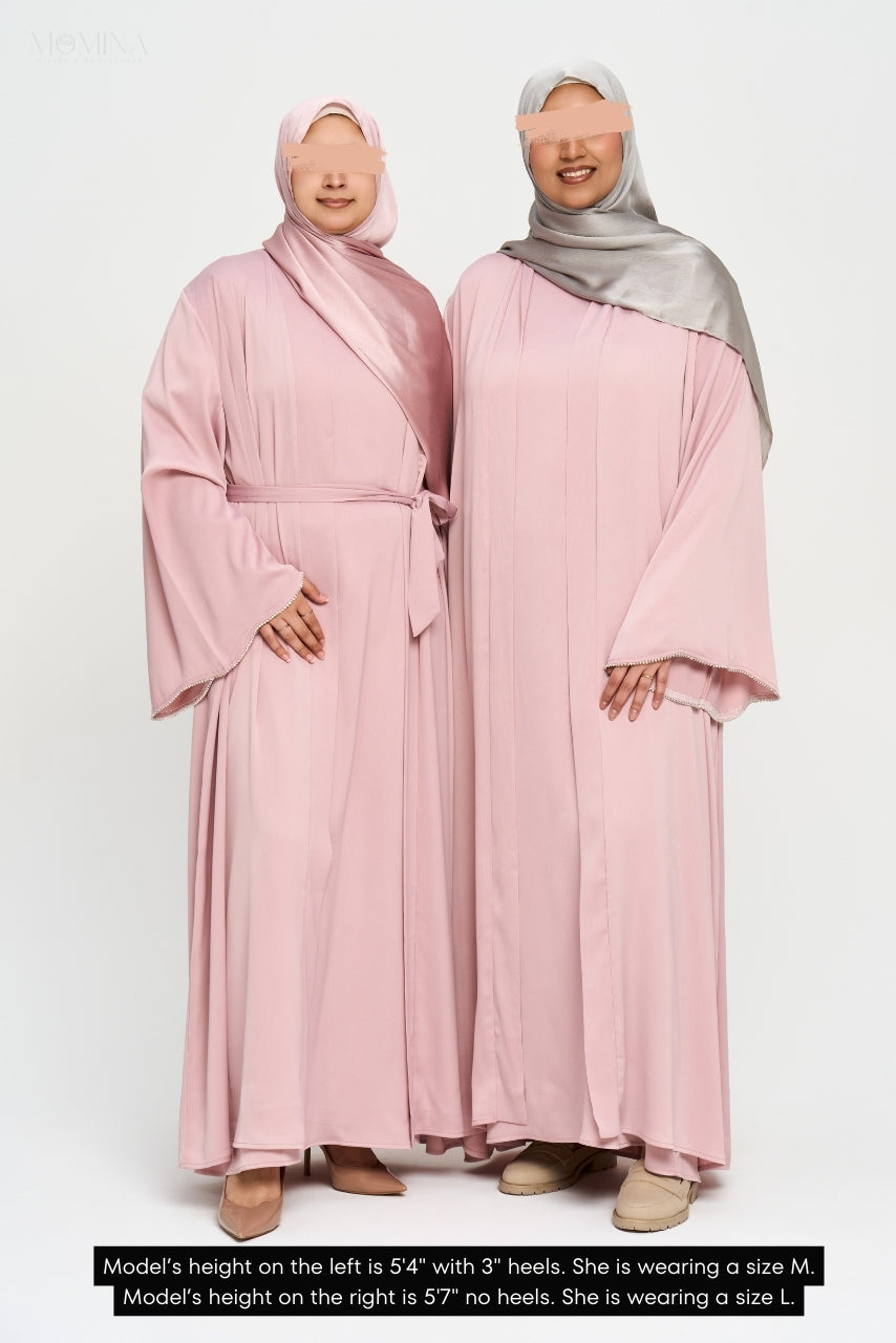 Nura Satin Abaya Set - Mauve Pink