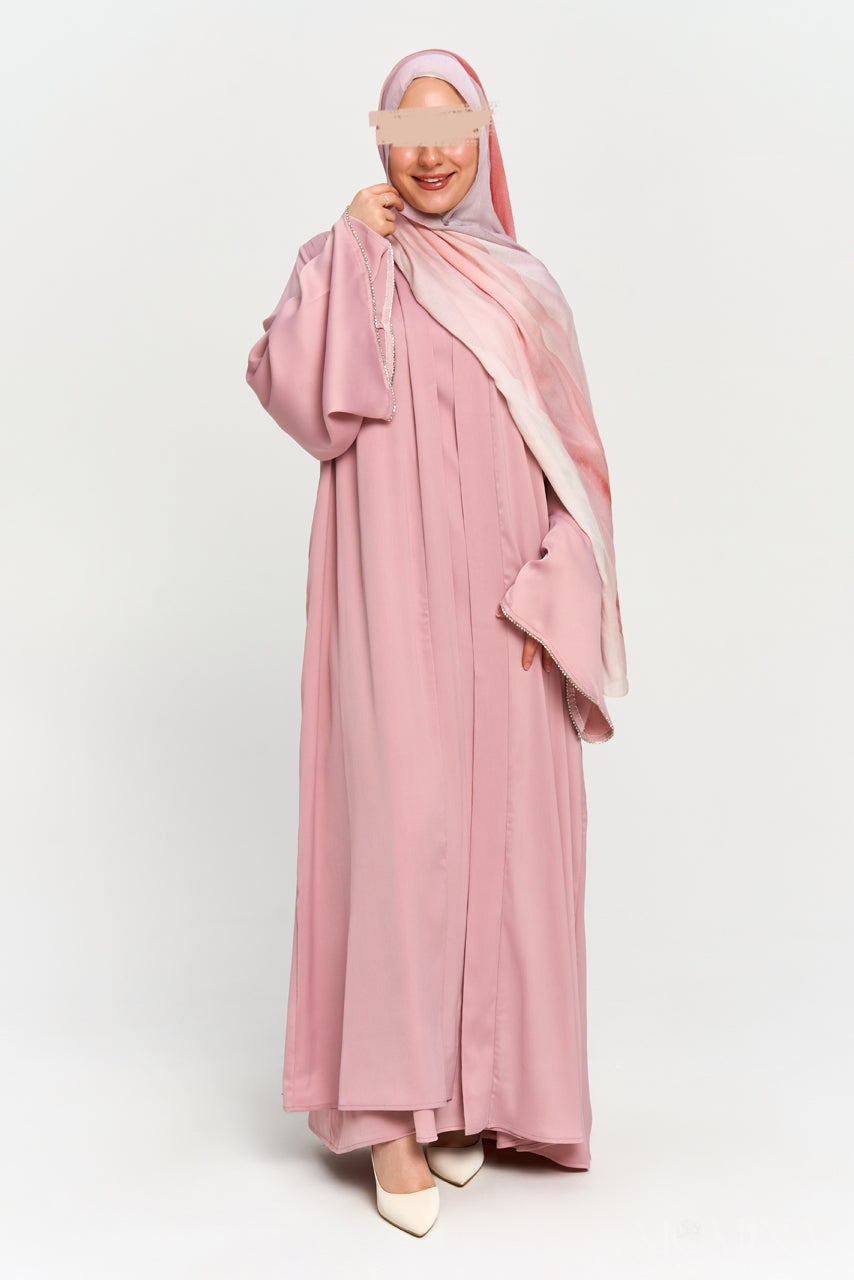 Nura Satin Abaya Set - Mauve Pink