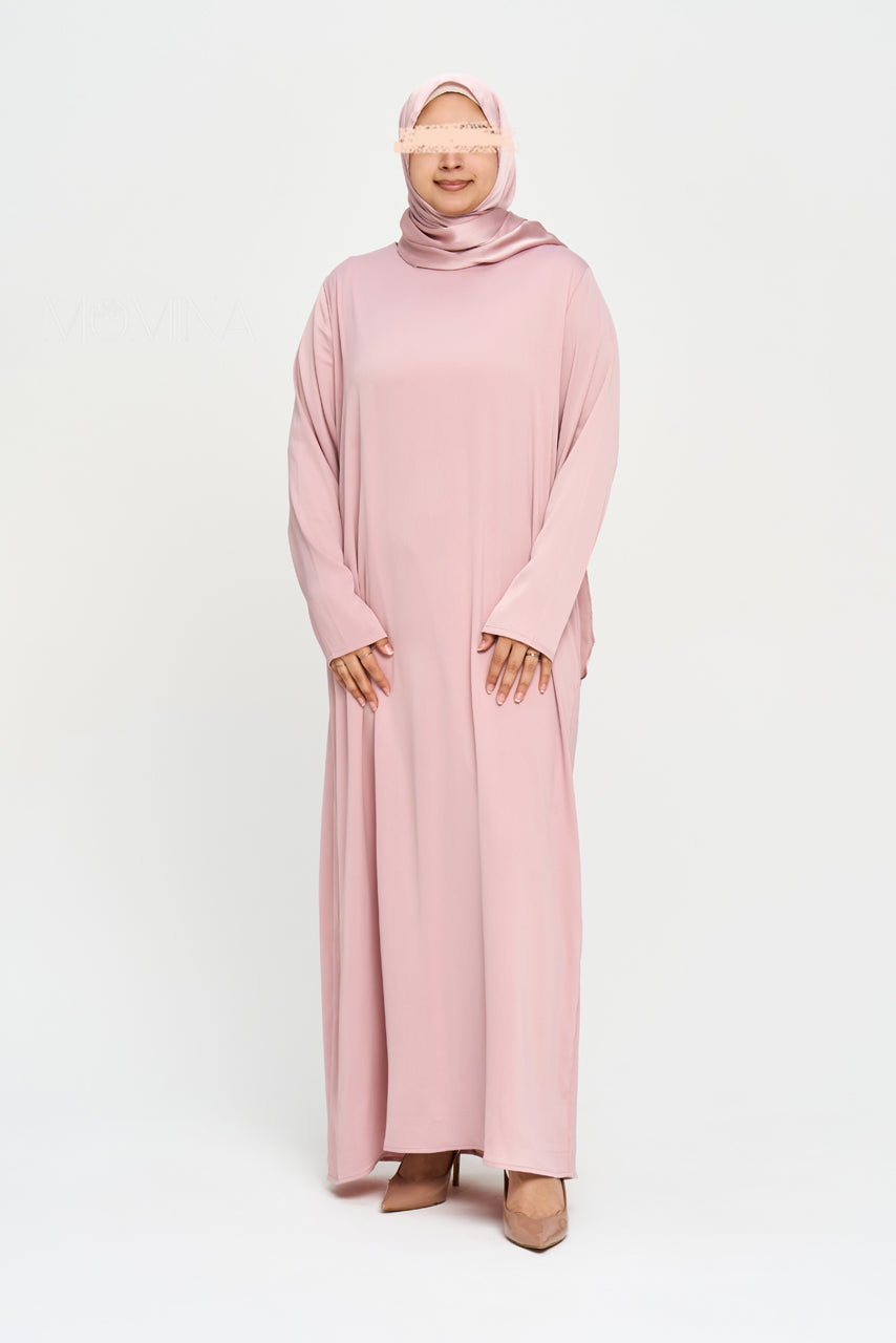 Nura Satin Straight Abaya - Mauve Pink