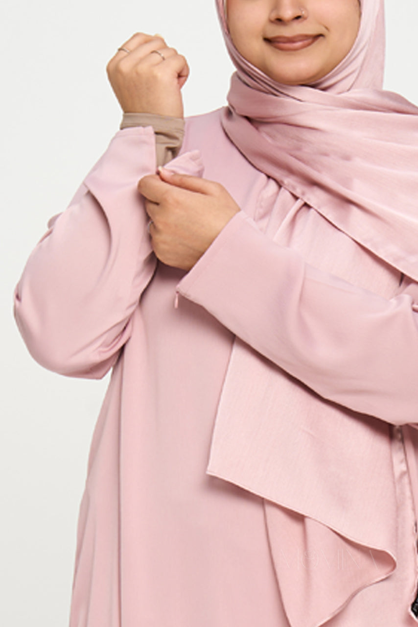 Nura Satin Straight Abaya - Mauve Pink