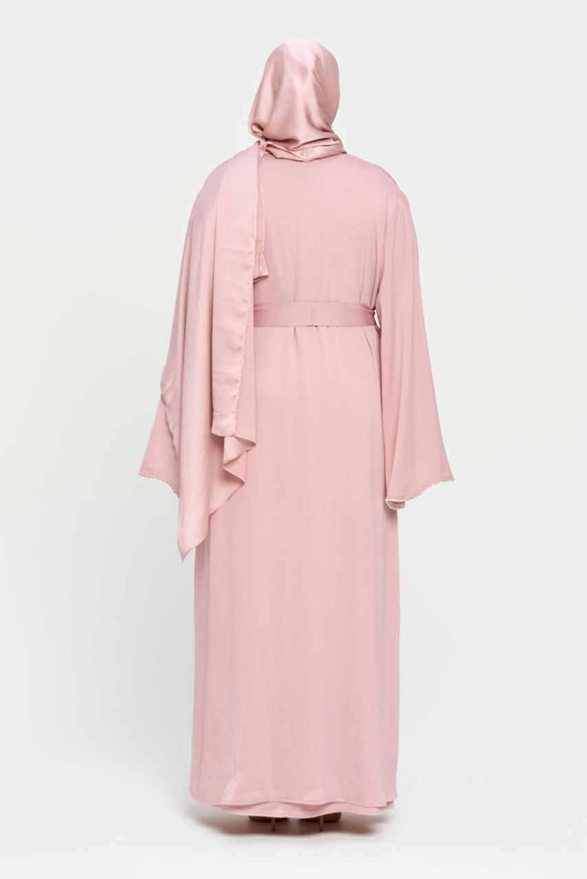 Nura Satin Abaya Set - Mauve Pink