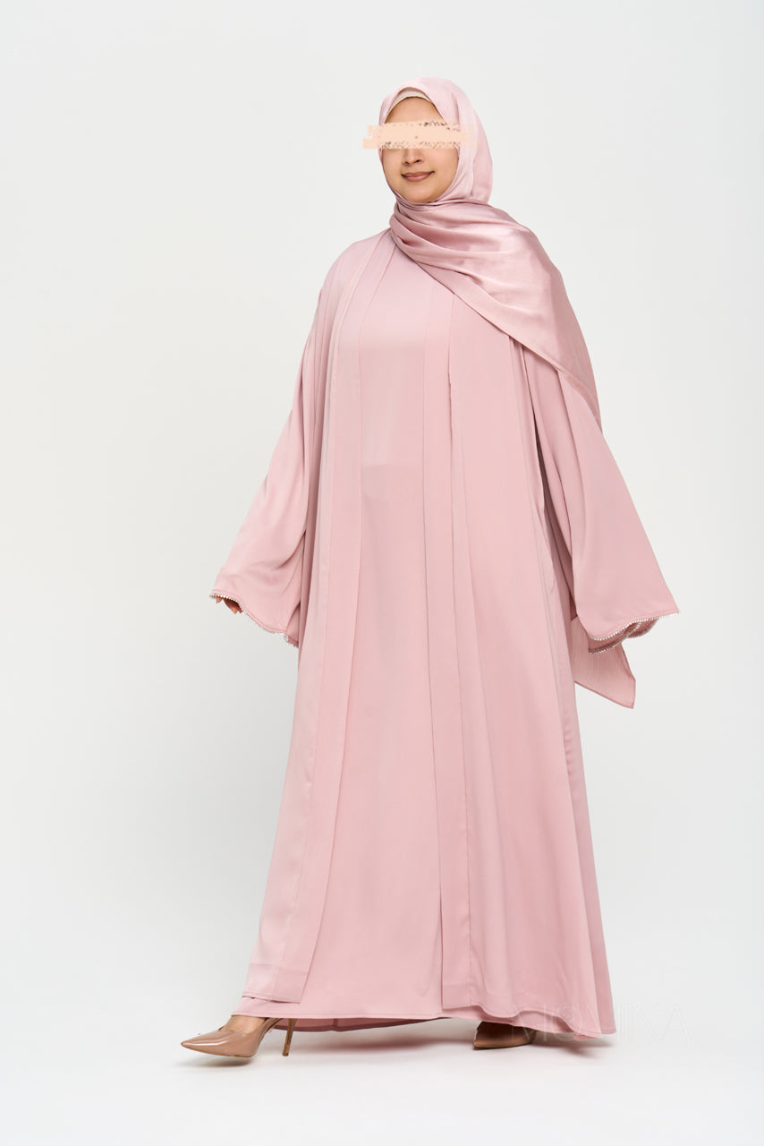 Nura Satin Abaya Set - Mauve Pink