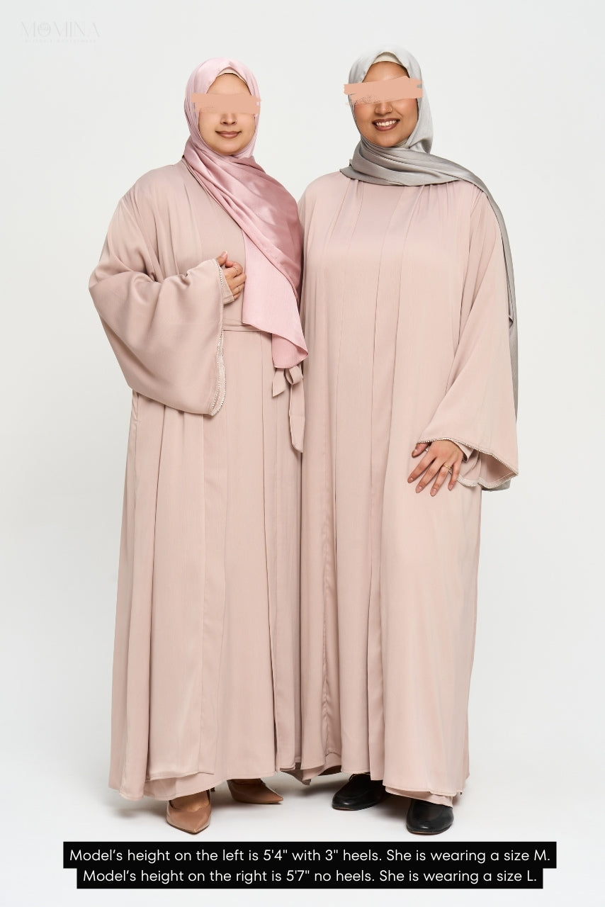 Nura Satin Abaya Set - Sandstone