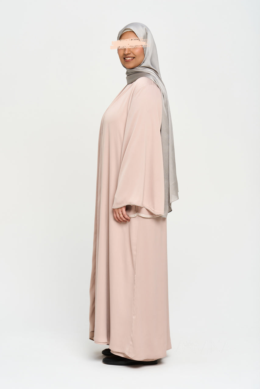 Nura Satin Abaya Set - Sandstone