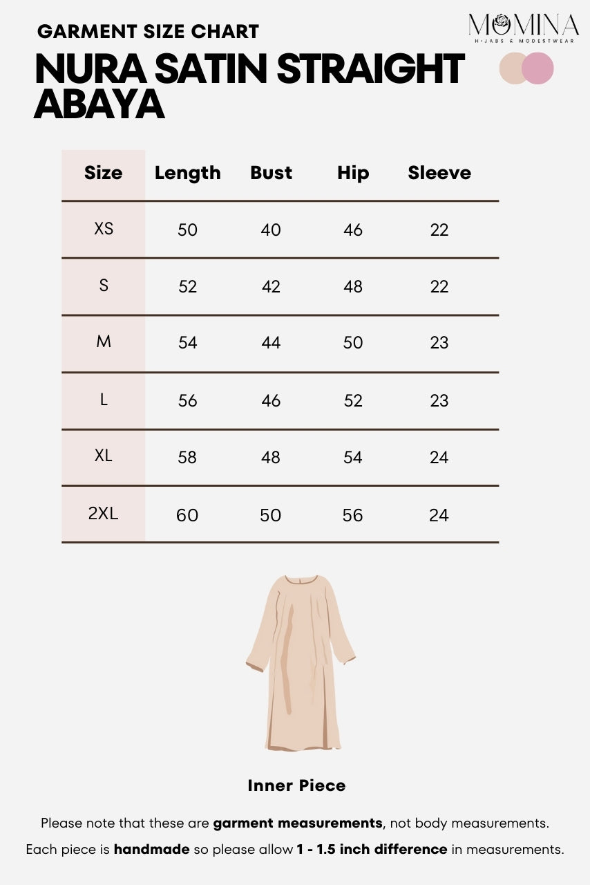 Nura Satin Straight Abaya - Mauve Pink