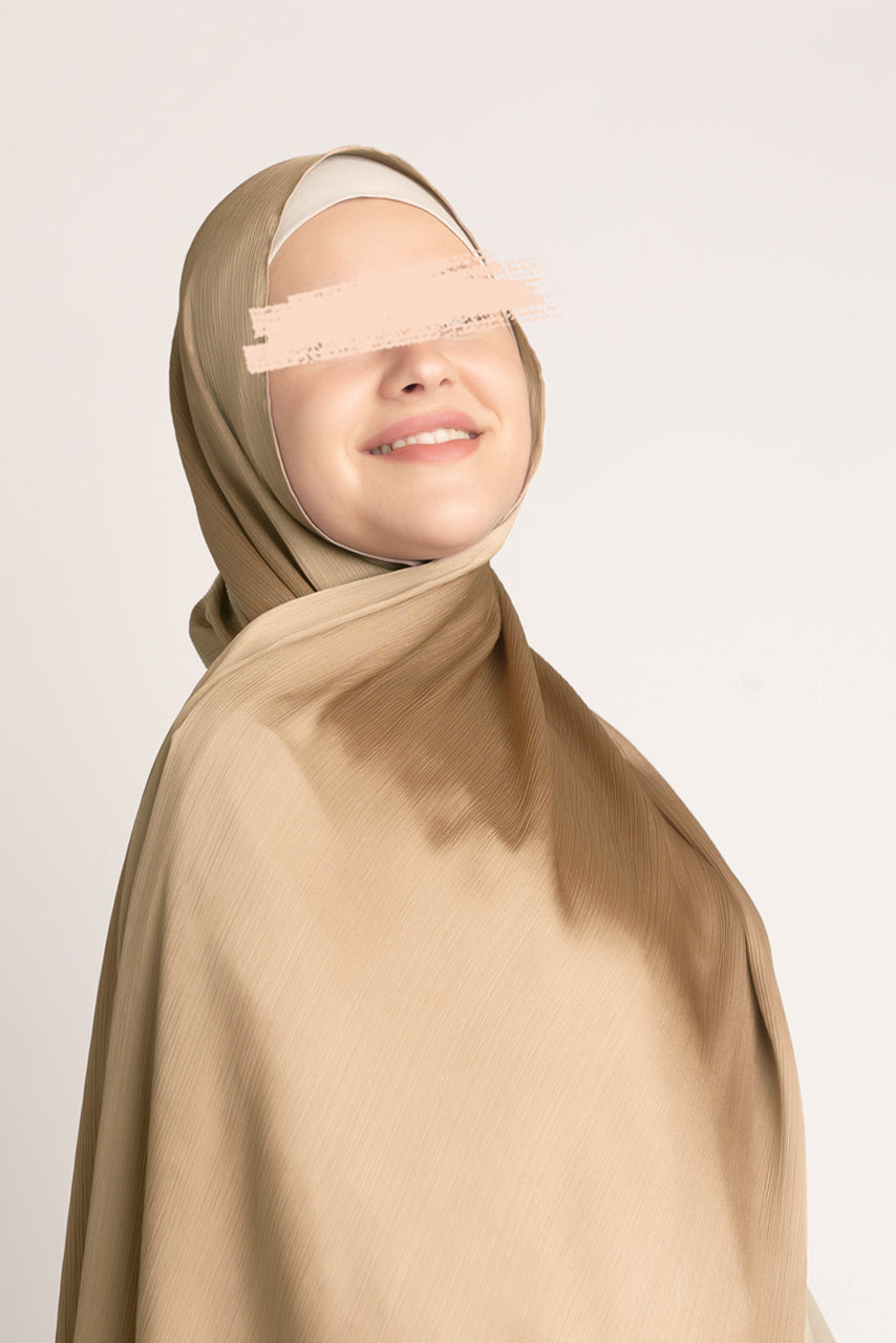 Satin Crinkle Hijab - Old Gold