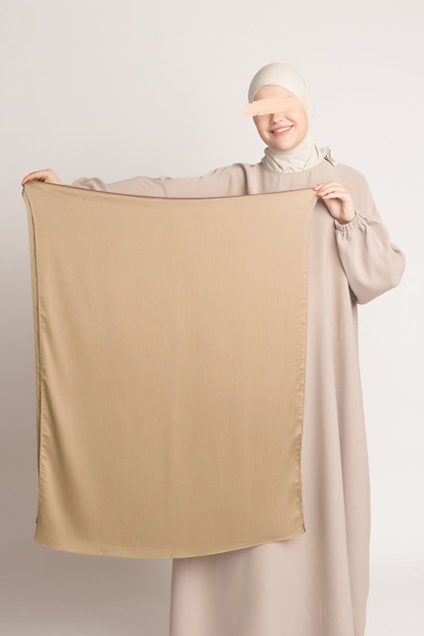 Hijab Froissé en Satin de Soie - Vieil Or