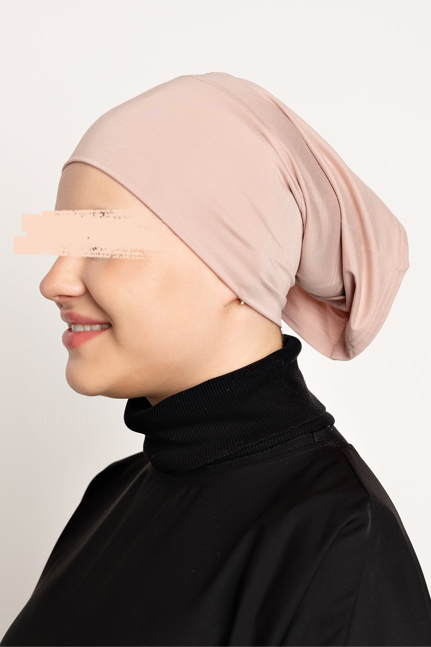 Bonnet hijab en jersey de bambou - Mauve pâle