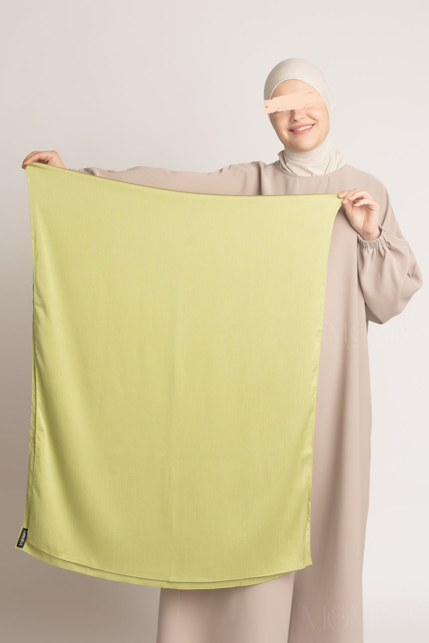 Hijab Froissé en Satin de Soie - Péridot