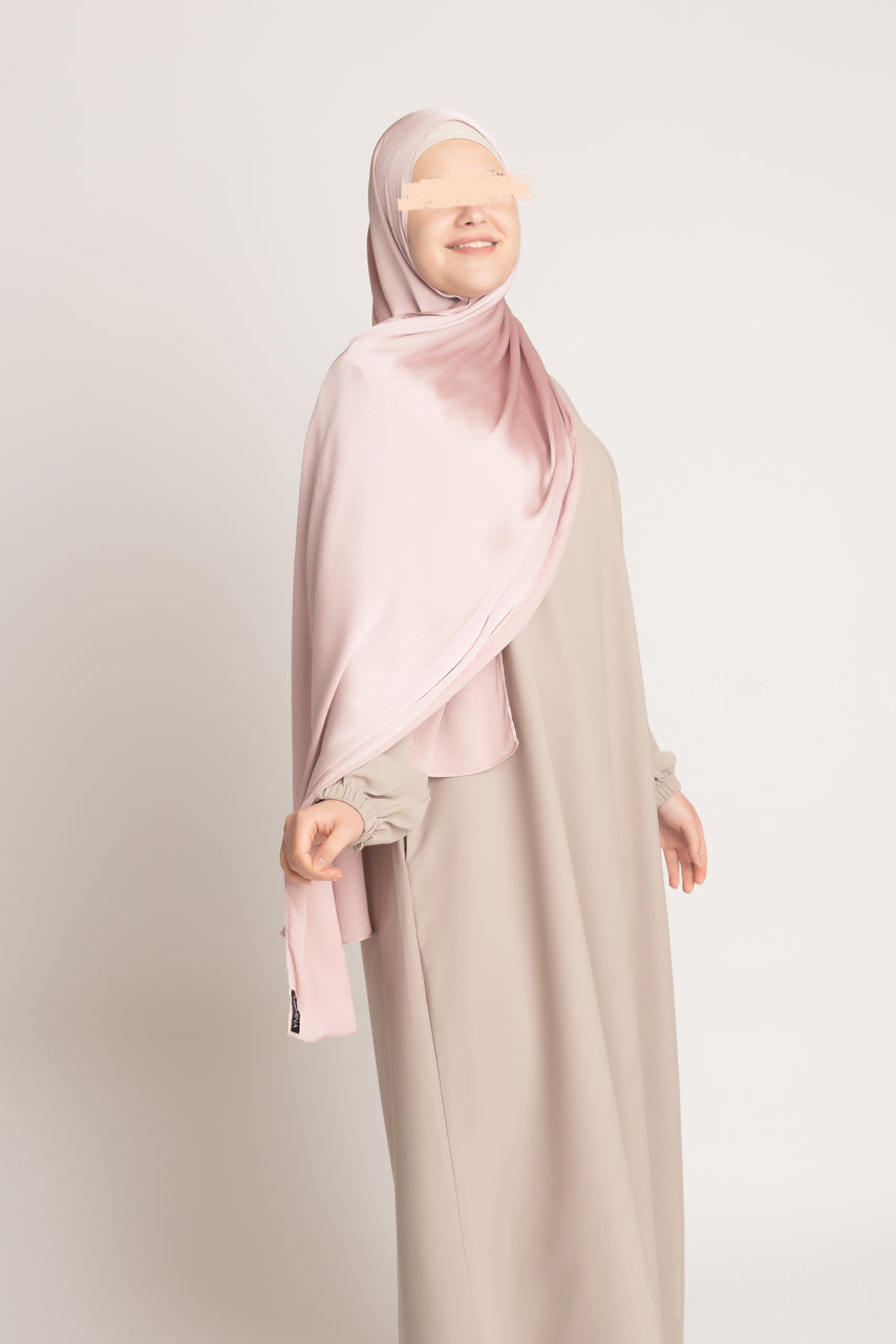 Silk Satin Crinkle Hijab - Pink Diamond