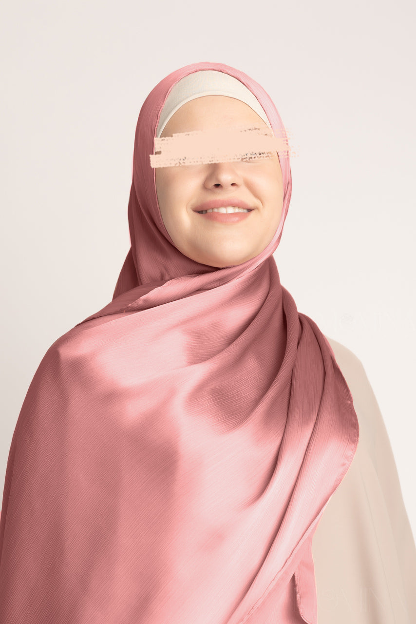 Satin Crinkle Hijab - Pink Opal