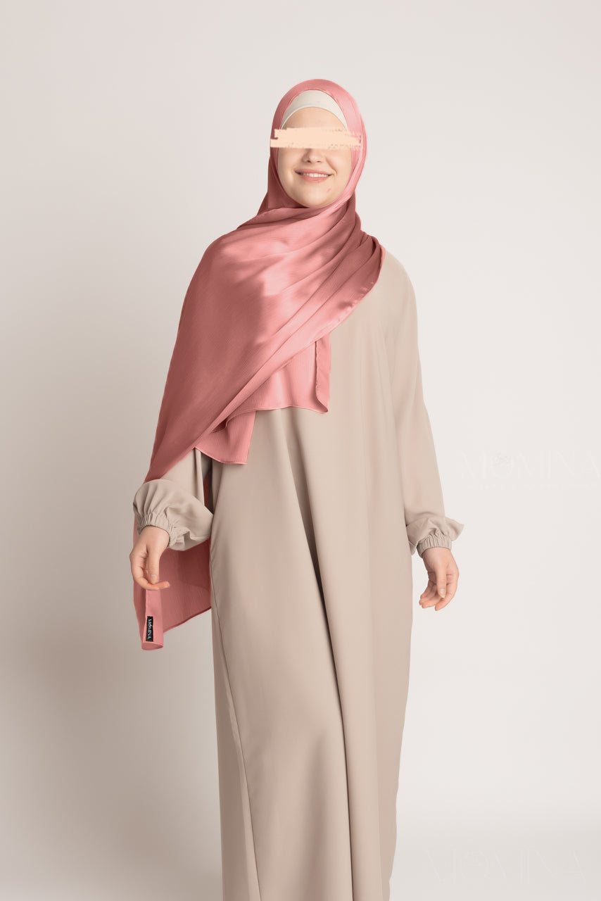 Satin Crinkle Hijab - Pink Opal