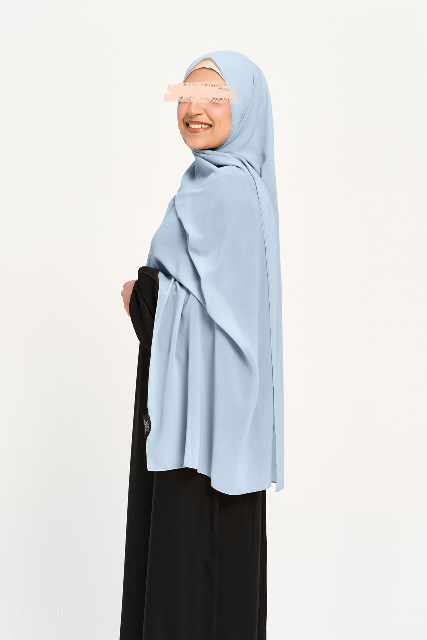 Hijab Mousseline Premium - Bleu Arctique